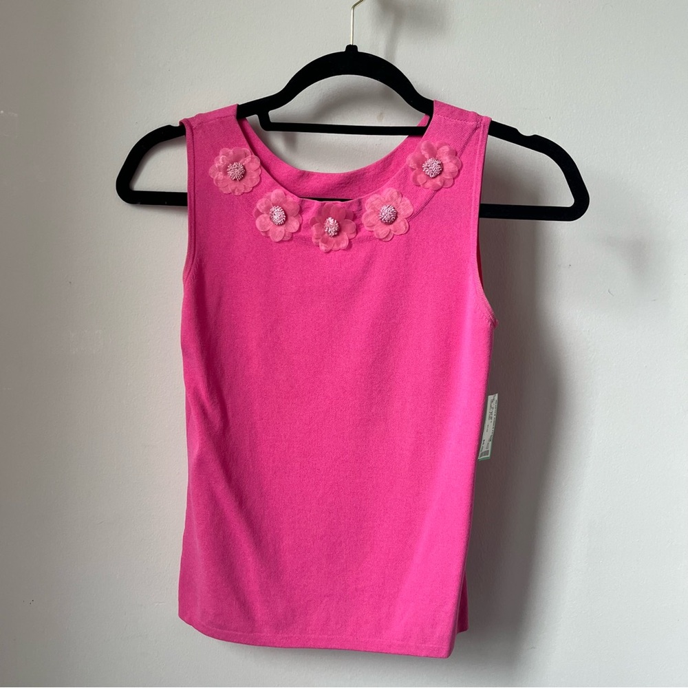 bright pink flower appliqué JOSEPH A Vintage blouse